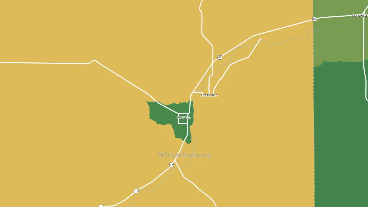 Mertzon, TX Map of Theft Rates