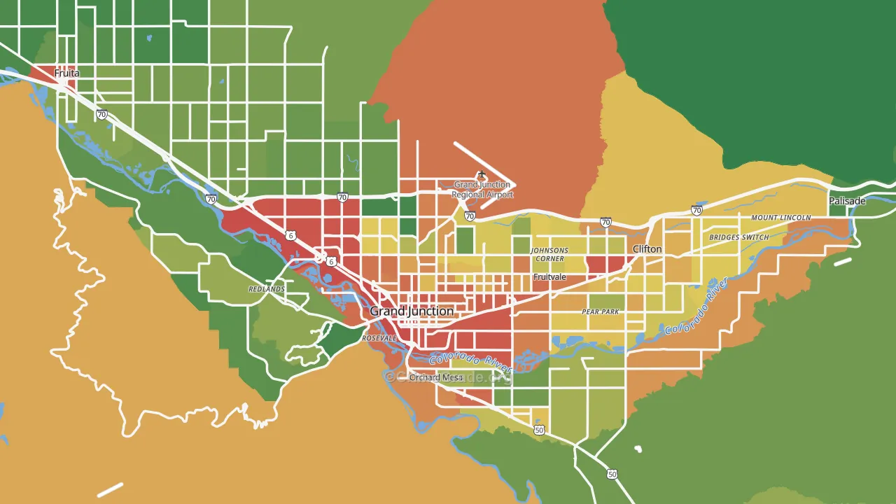 Mesa County, CO Map of Theft Rates