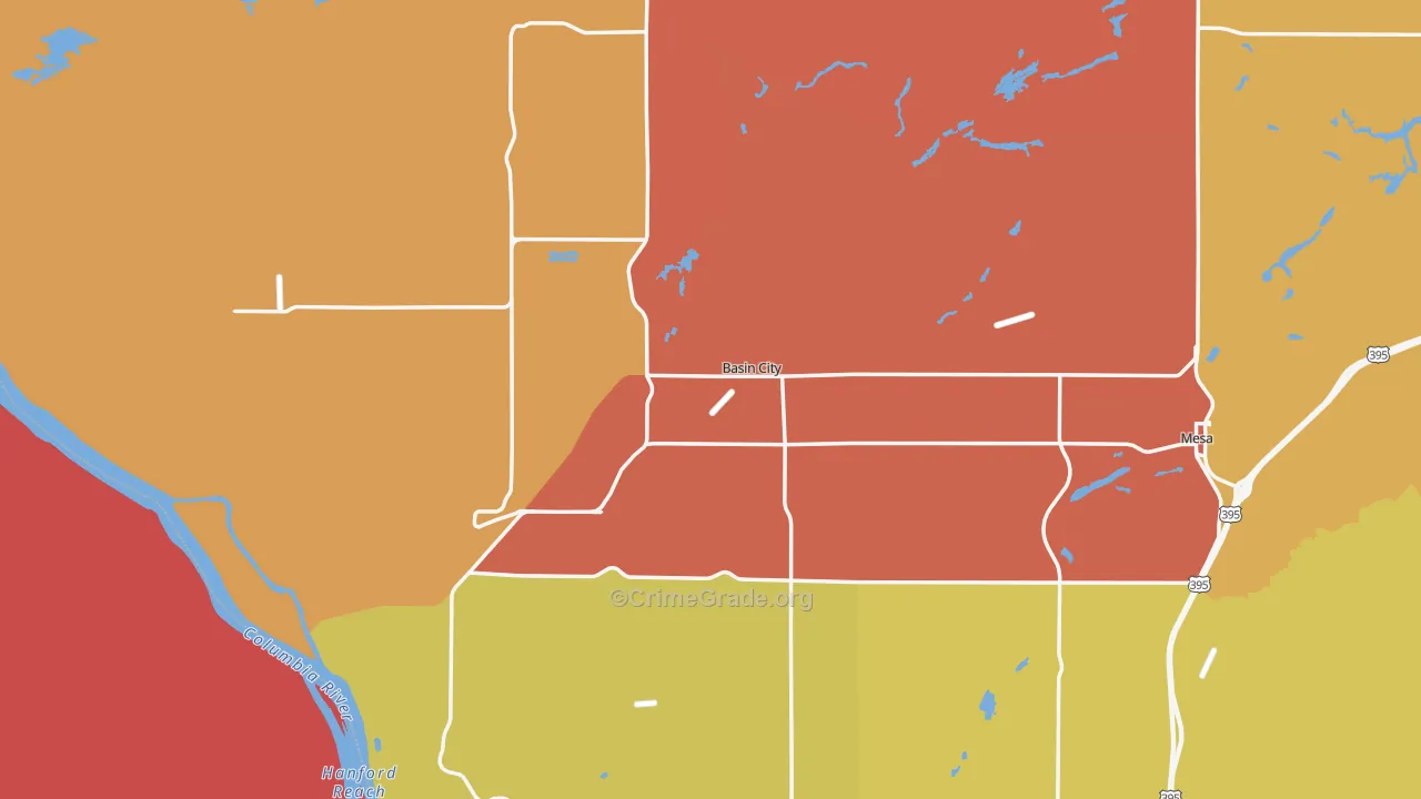 Mesa, WA Map of Theft Rates