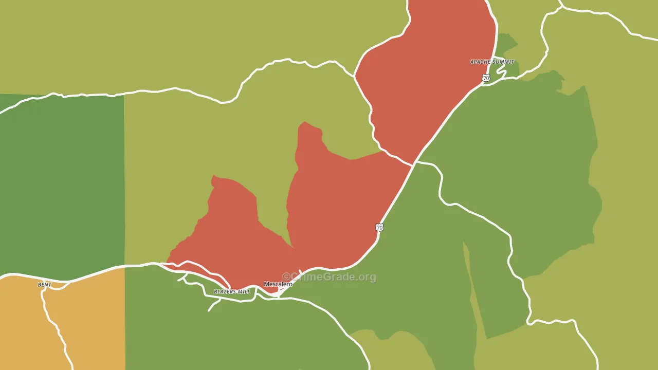 Mescalero, NM Map of Theft Rates