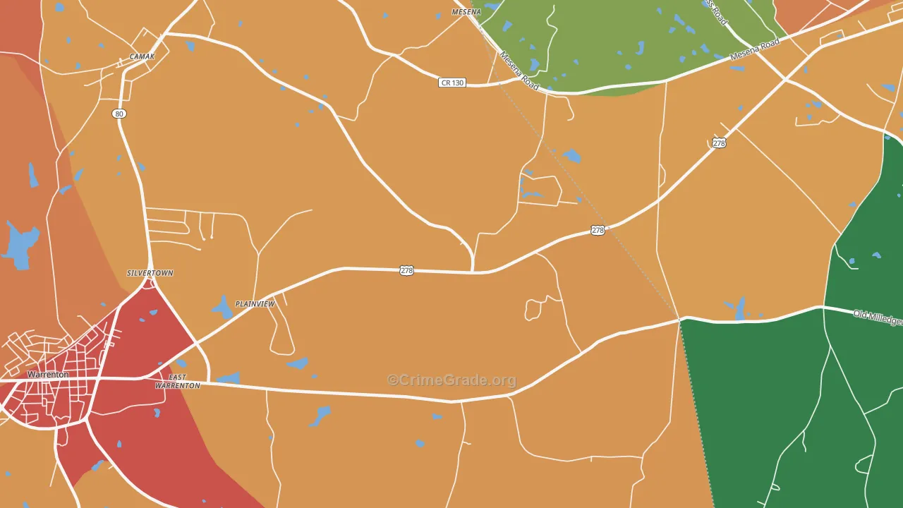 Mesena, GA Map of Theft Rates