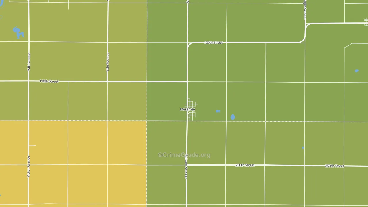 Meservey, IA Map of Theft Rates