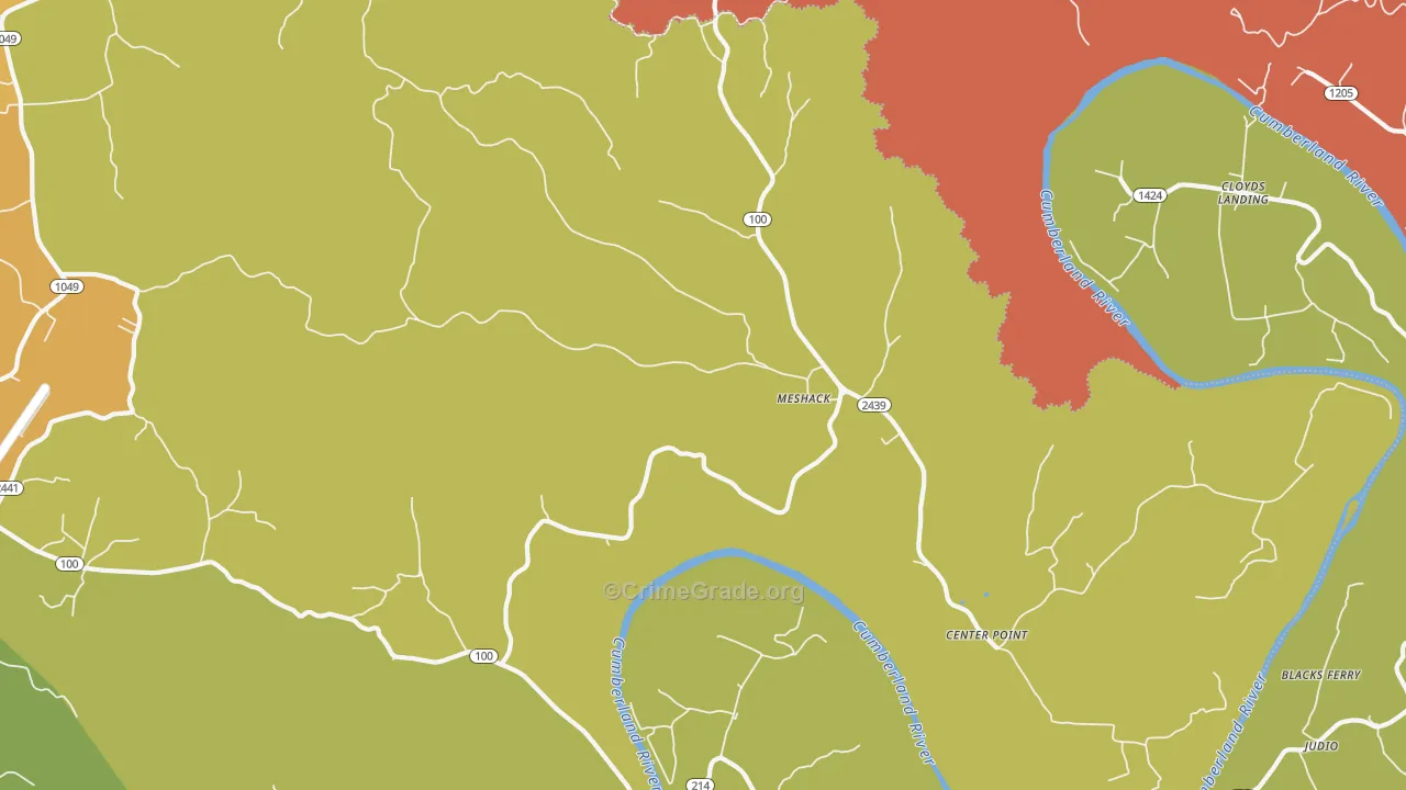 Meshack, KY Map of Theft Rates