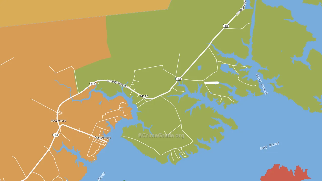 Mesic, NC Map of Theft Rates