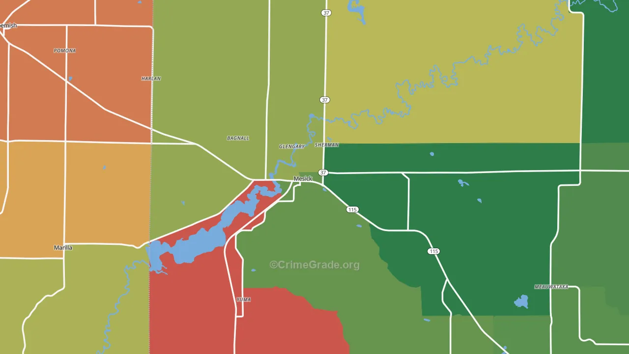 Mesick, MI Map of Theft Rates