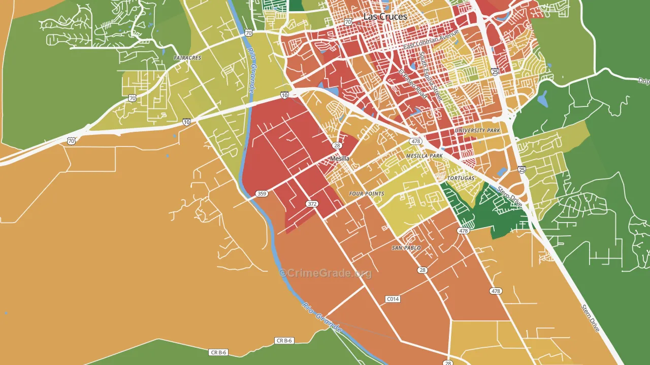 Mesilla, NM Map of Theft Rates