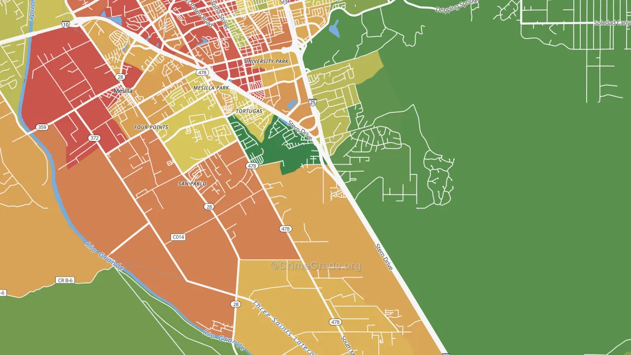 Mesilla Park, NM Map of Theft Rates