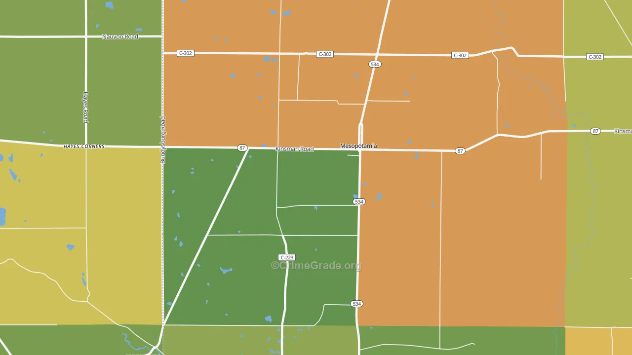 Mesopotamia, OH Map of Theft Rates