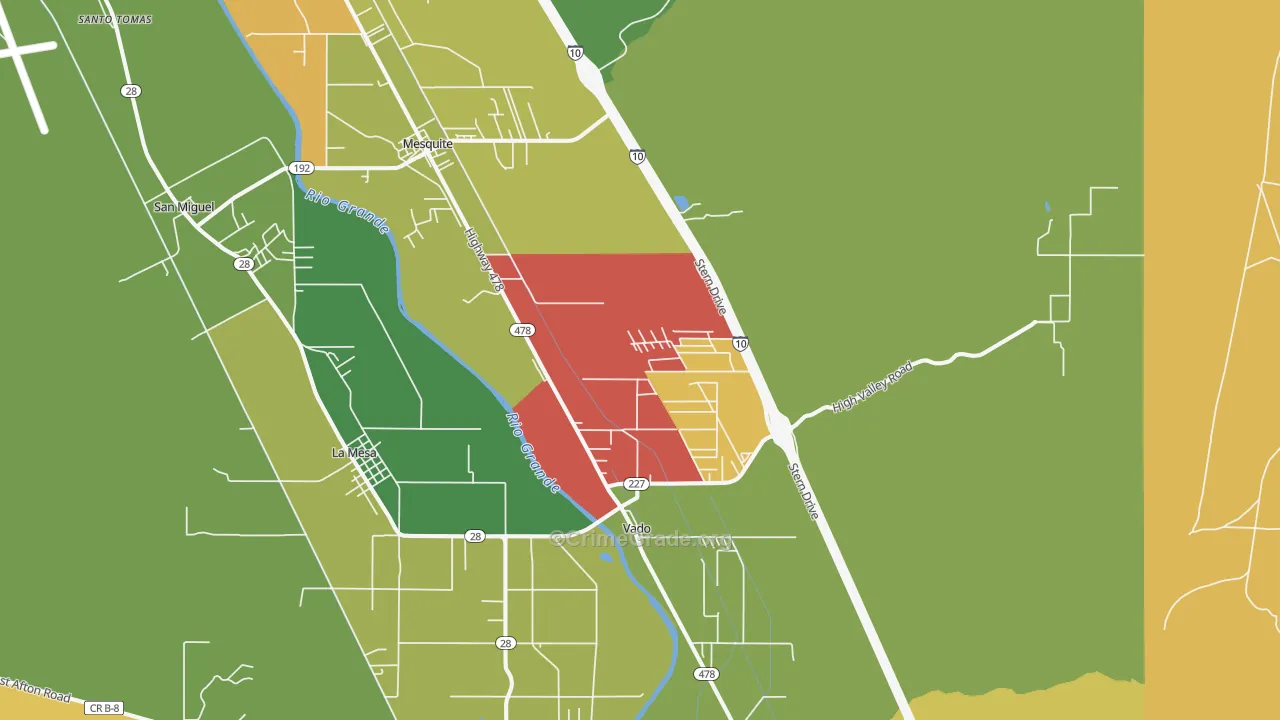 Mesquite, NM Map of Theft Rates