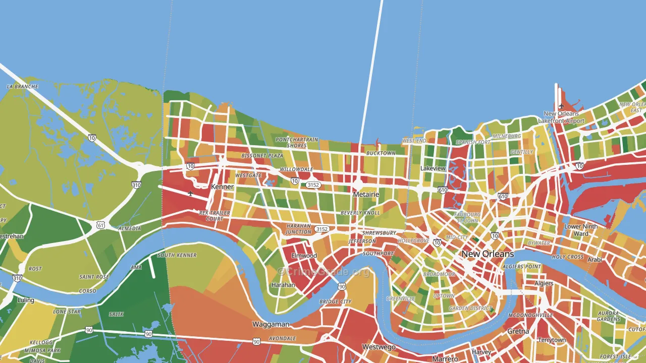 Metairie, LA Map of Theft Rates