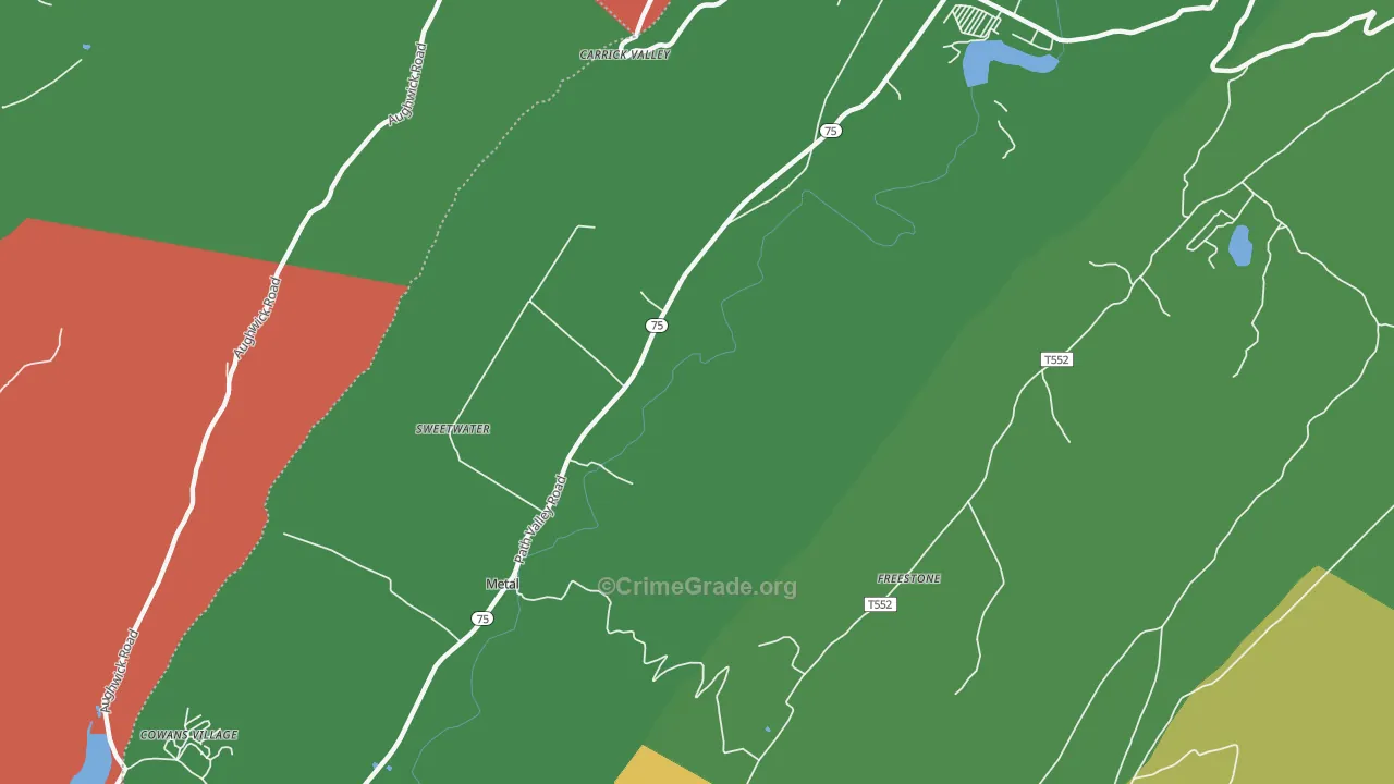 Metal, PA Map of Theft Rates