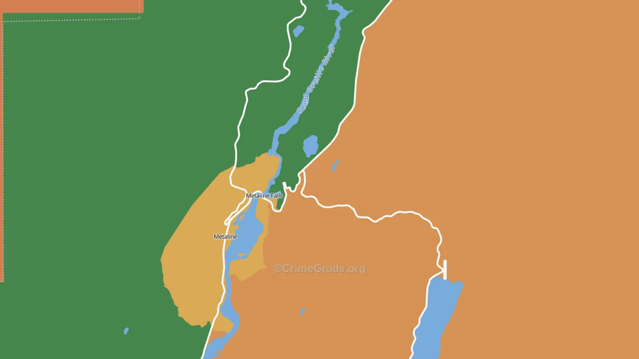 Metaline Falls, WA Map of Theft Rates
