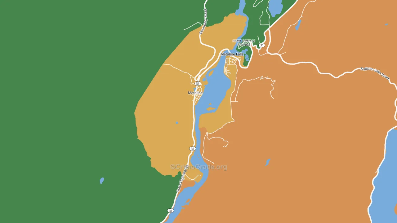Metaline, WA Map of Theft Rates