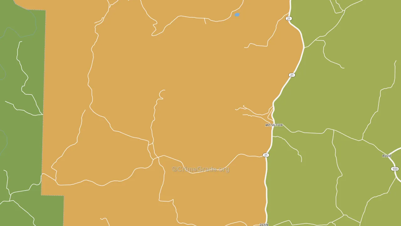 Metalton, AR Map of Theft Rates