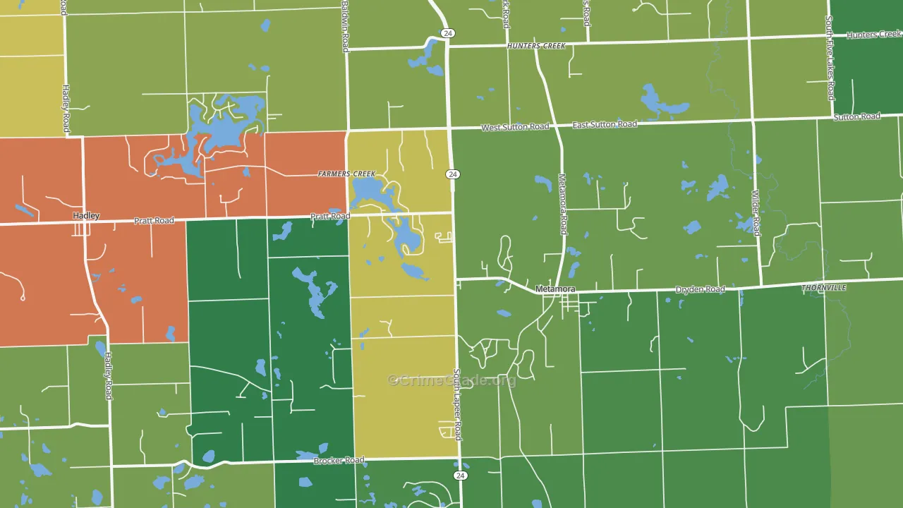 Metamora, MI Map of Theft Rates