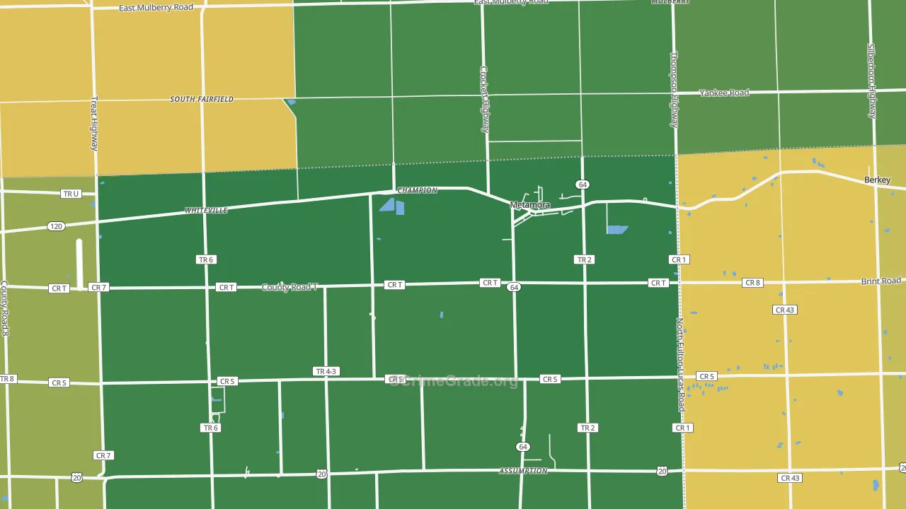 Metamora, OH Map of Theft Rates