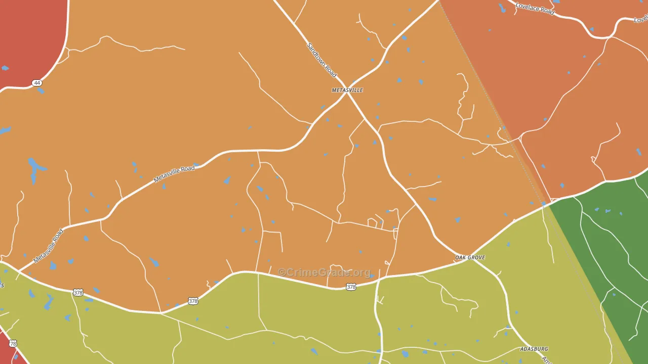 Metasville, GA Map of Theft Rates
