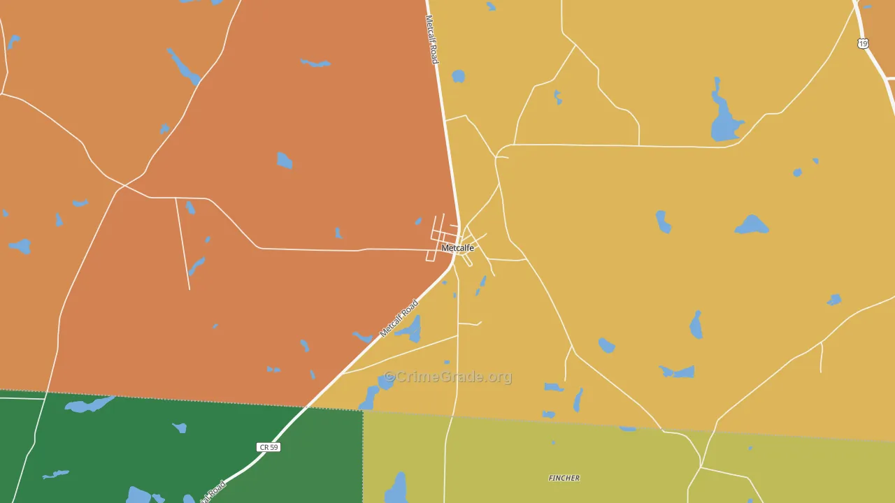 Metcalf, GA Map of Theft Rates