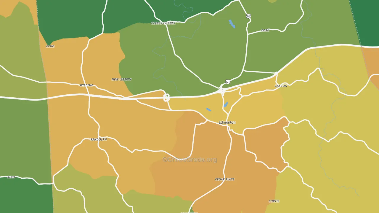 Metcalfe County, KY Map of Theft Rates