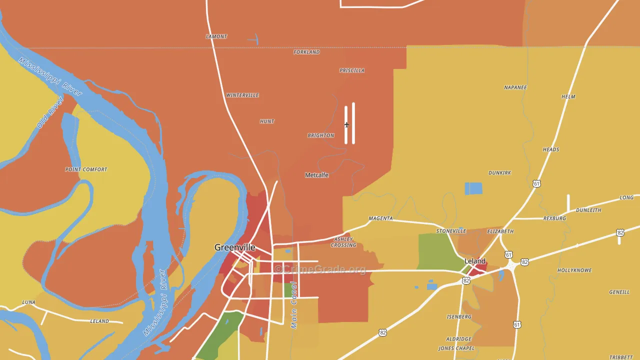 Metcalfe, MS Map of Theft Rates