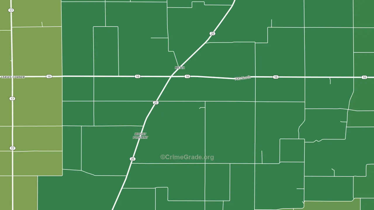 Metea, IN Map of Theft Rates