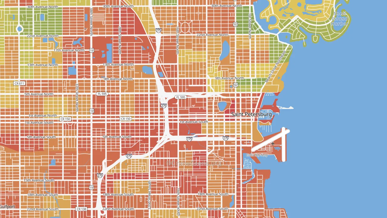 Methodist Town, St. Petersburg, FL Map of Theft Rates