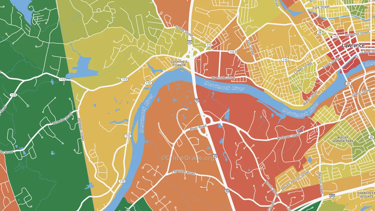 Methuen, MA Map of Theft Rates