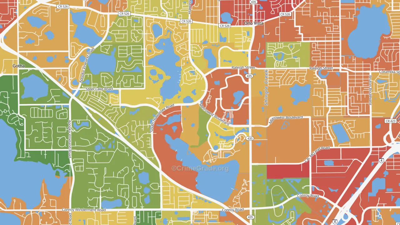 Metro West, Orlando, FL Map of Theft Rates