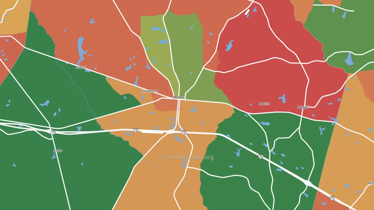 Metter, GA Map of Theft Rates