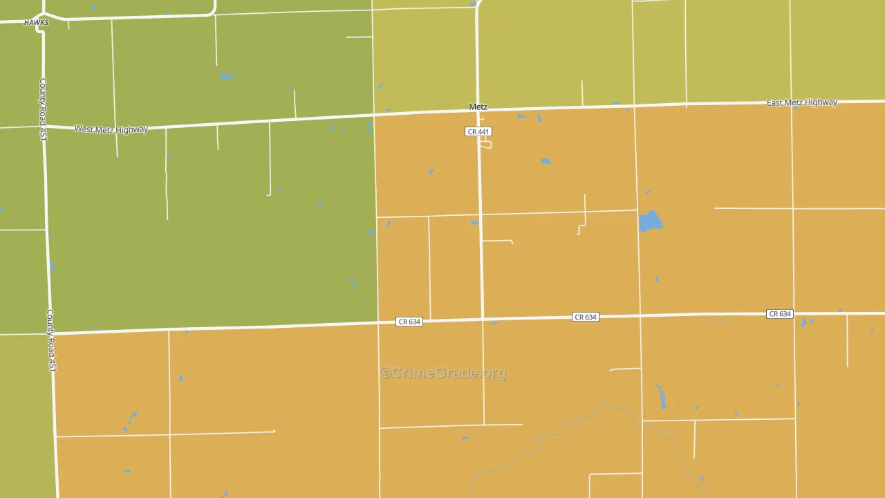 Metz, MI Map of Theft Rates