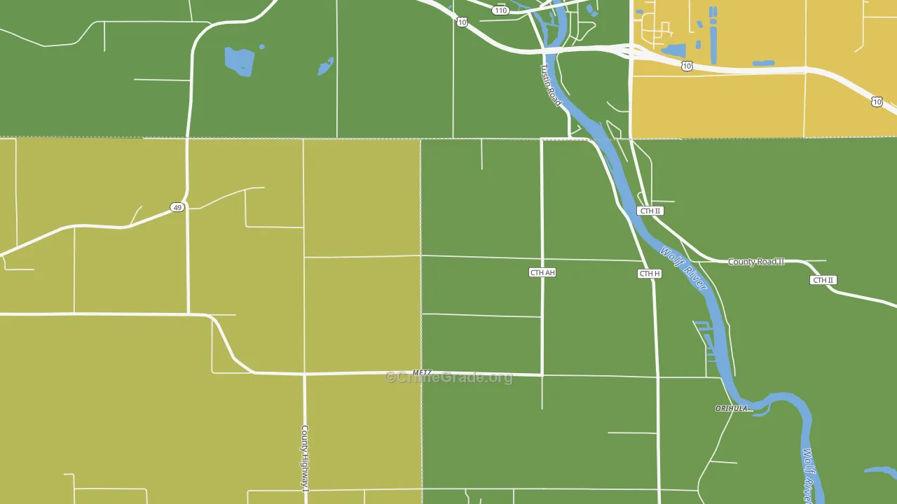 Metz, WI Map of Theft Rates