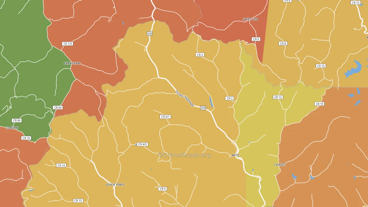 Metz, WV Map of Theft Rates