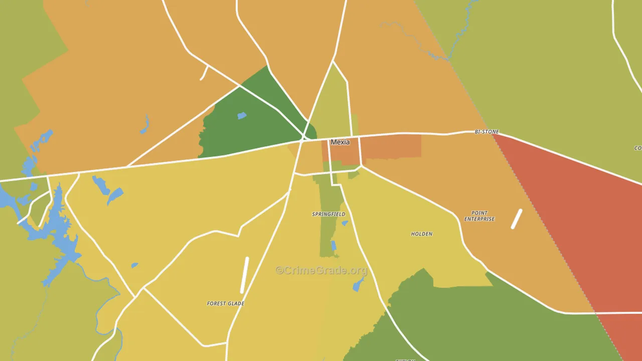 Mexia, TX Map of Theft Rates