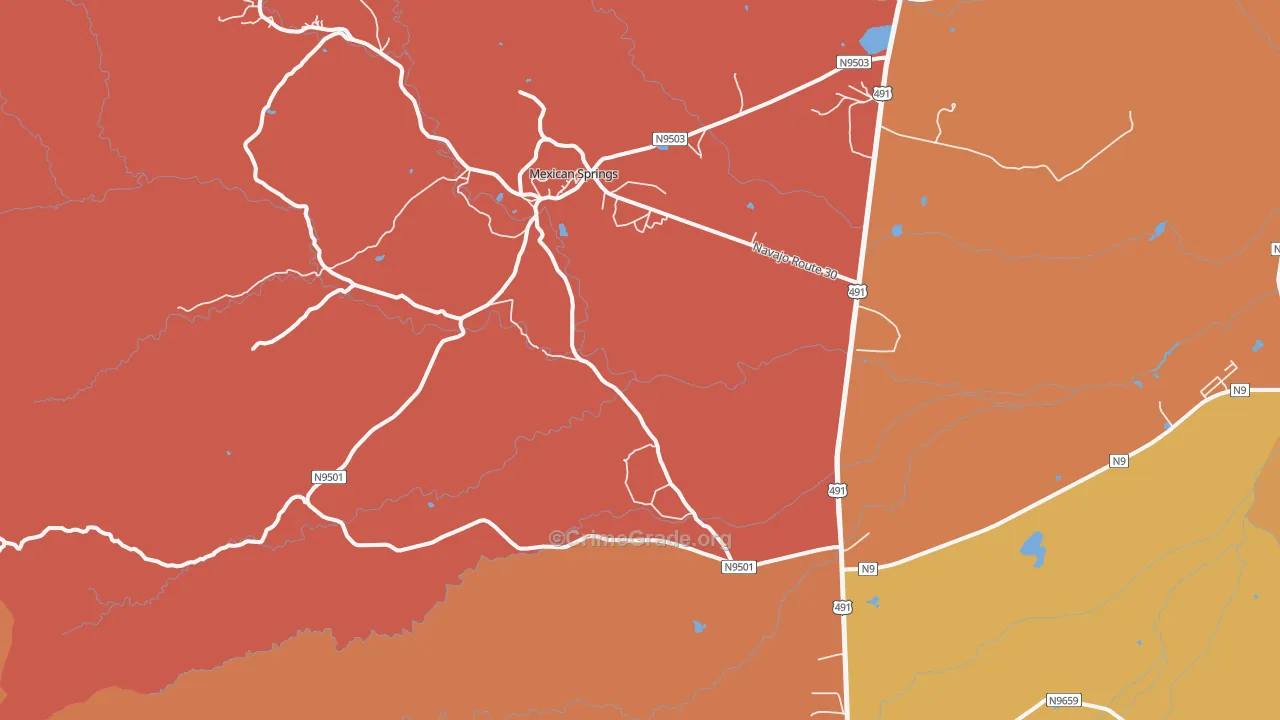 Mexican Springs, NM Map of Theft Rates