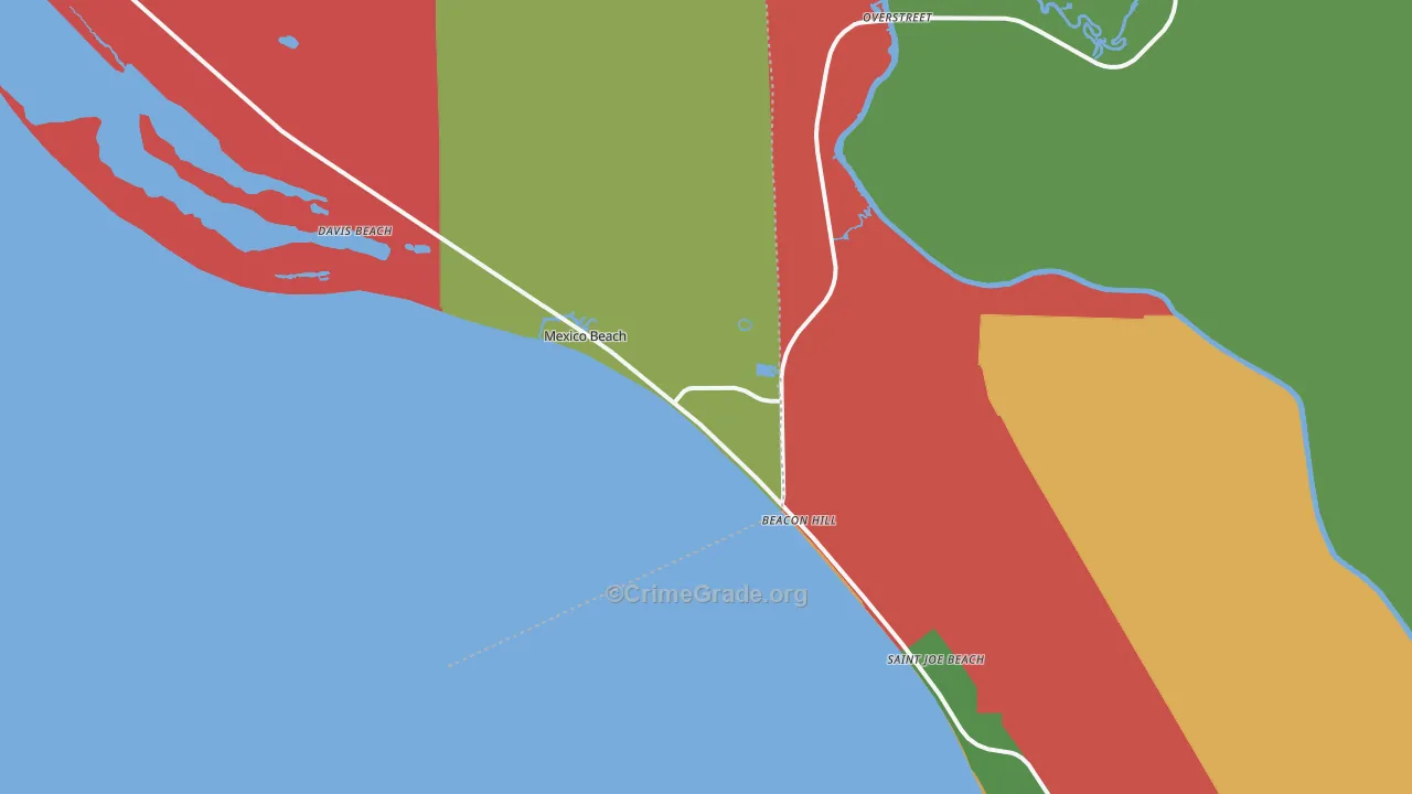 Mexico Beach, FL Map of Theft Rates