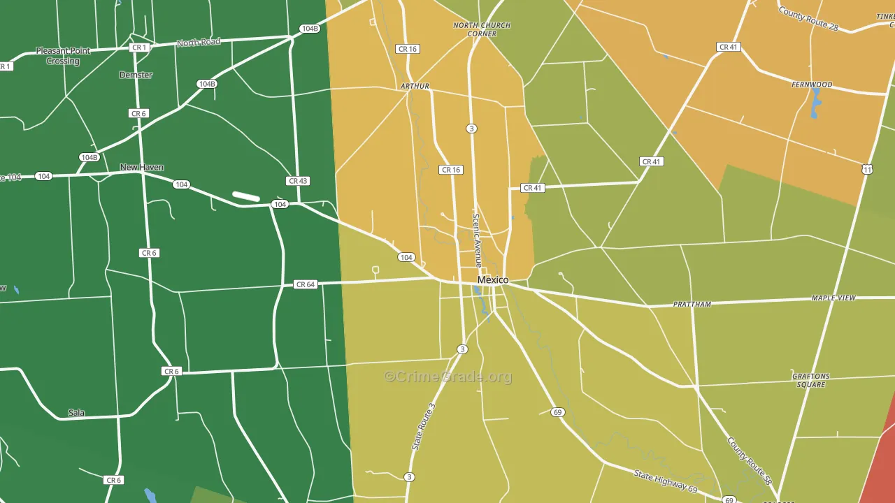 Mexico, NY Map of Theft Rates