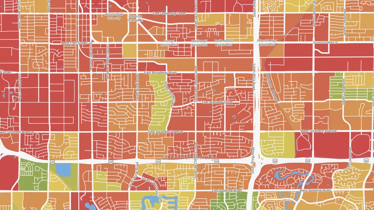Meyer Park, Tempe, AZ Map of Theft Rates