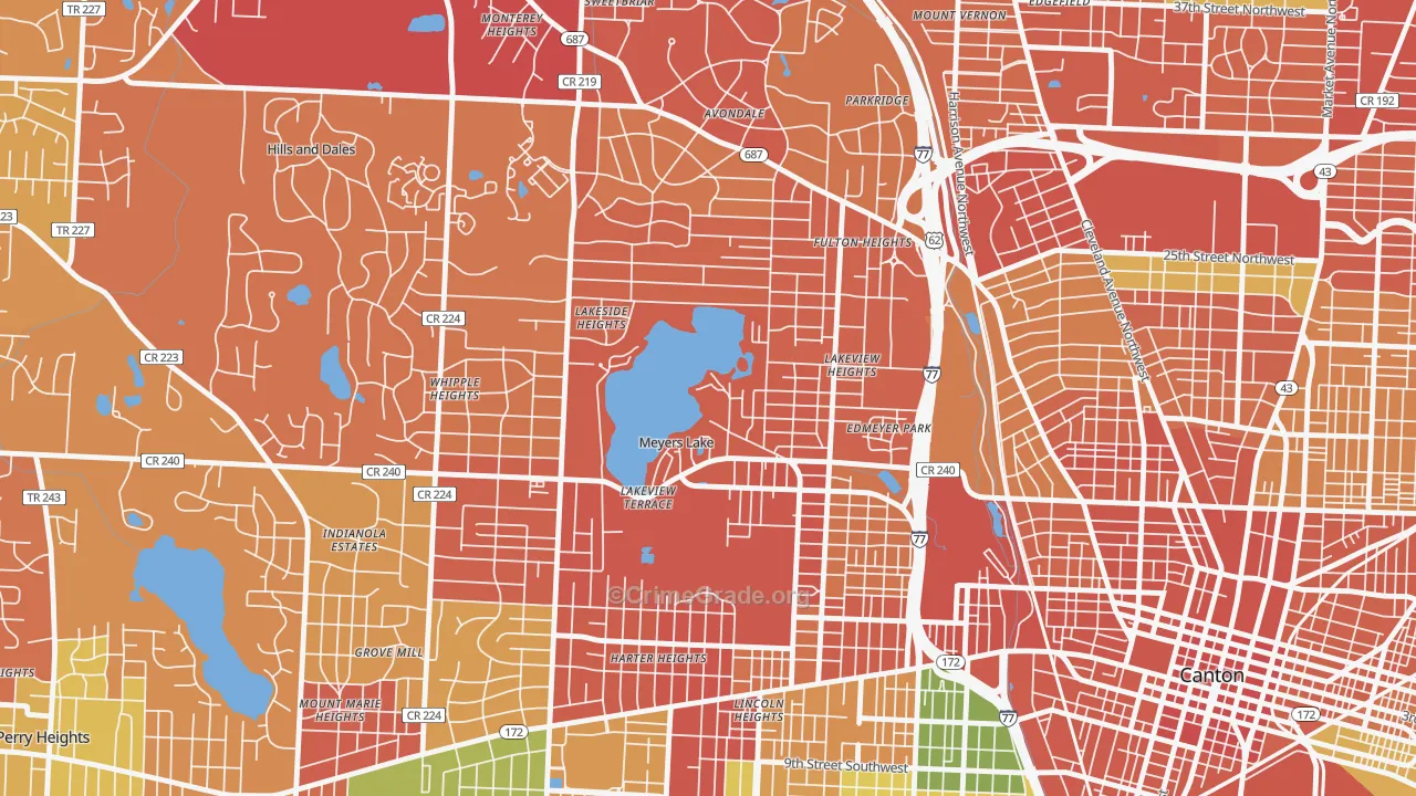 Meyers Lake, OH Map of Theft Rates