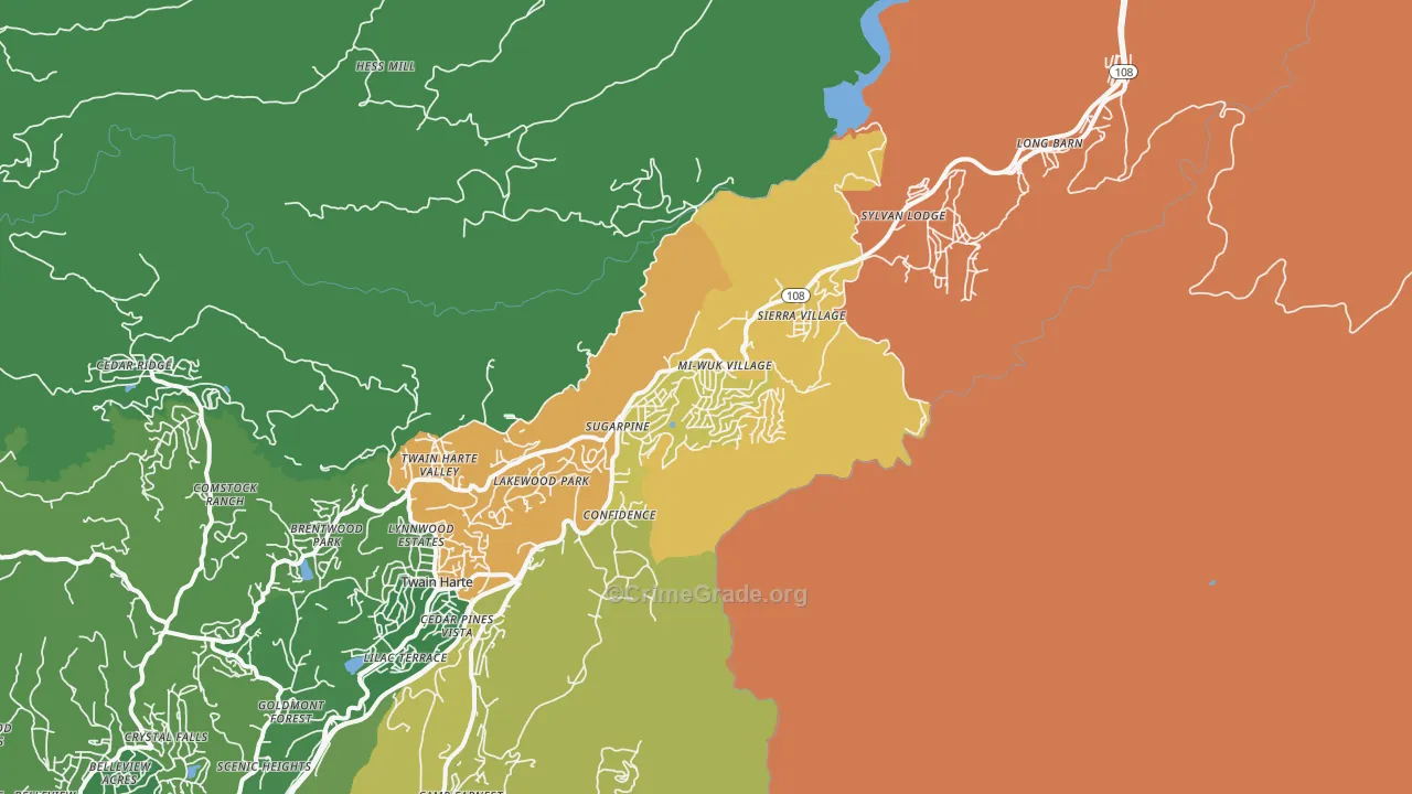 Mi-Wuk Village, CA Map of Theft Rates