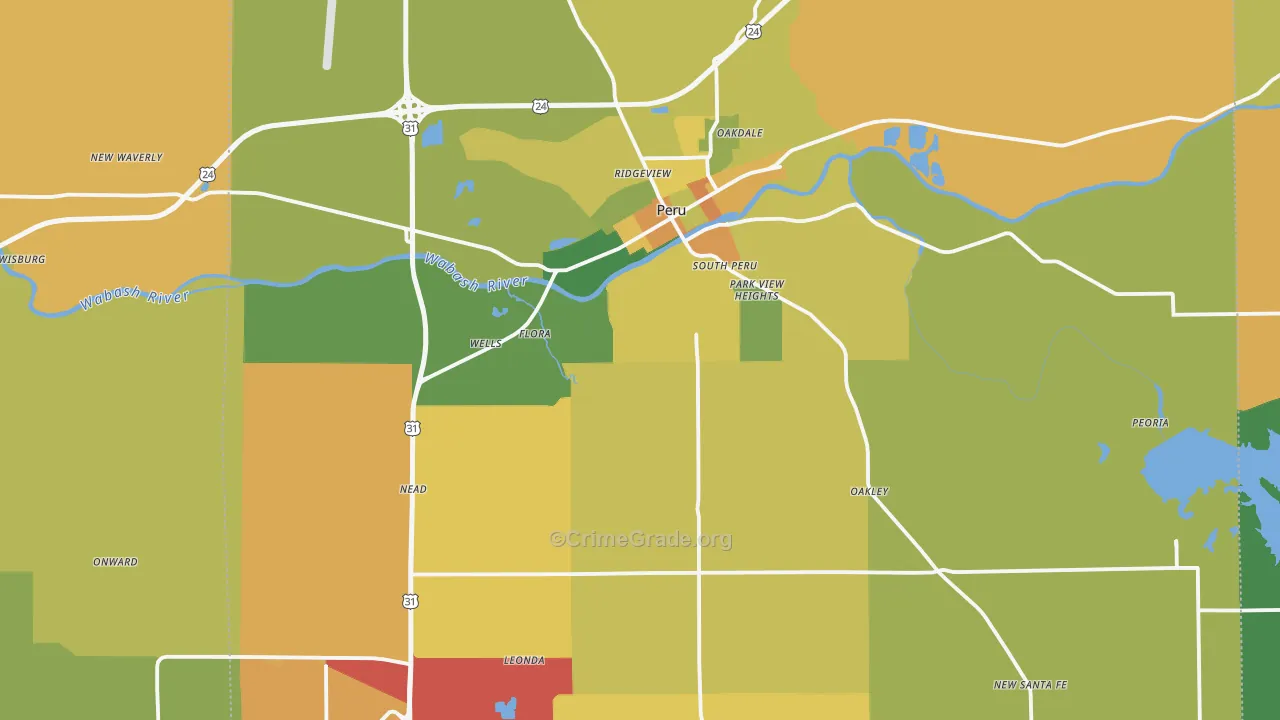 Miami County, IN Map of Theft Rates