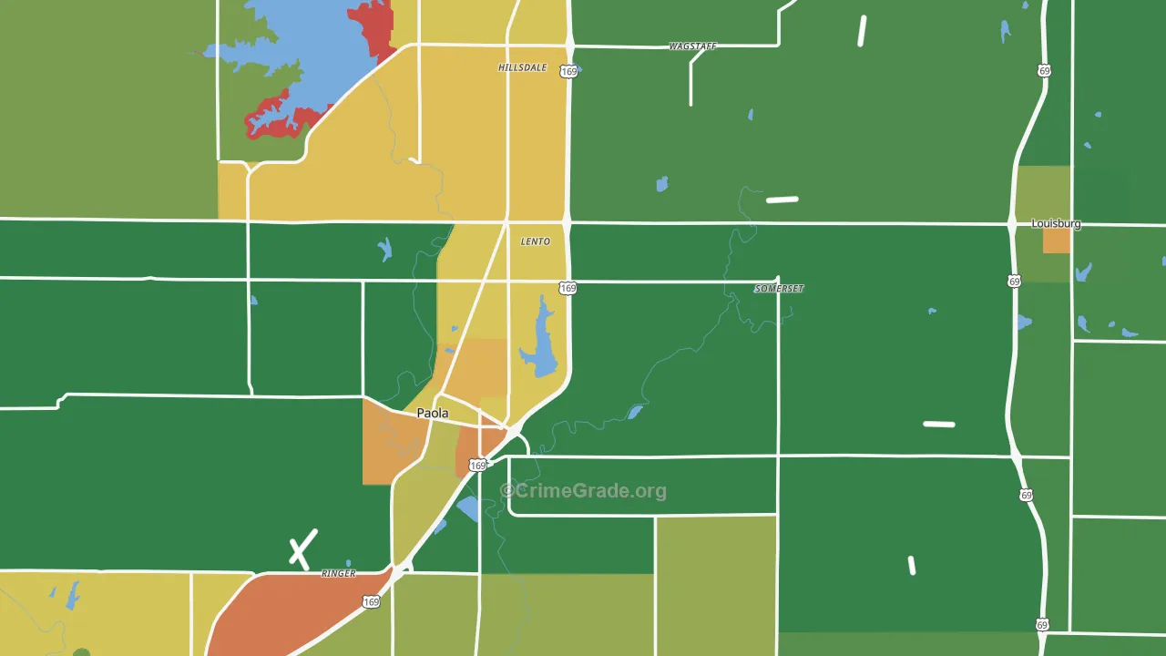Miami County, KS Map of Theft Rates