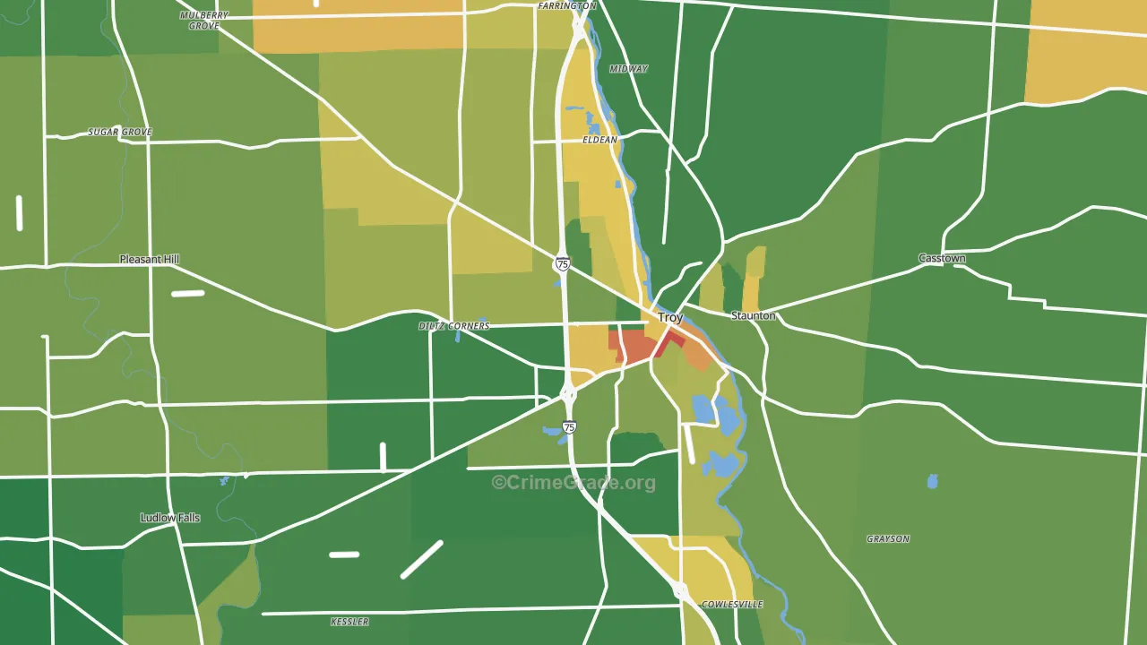 Miami County, OH Map of Theft Rates