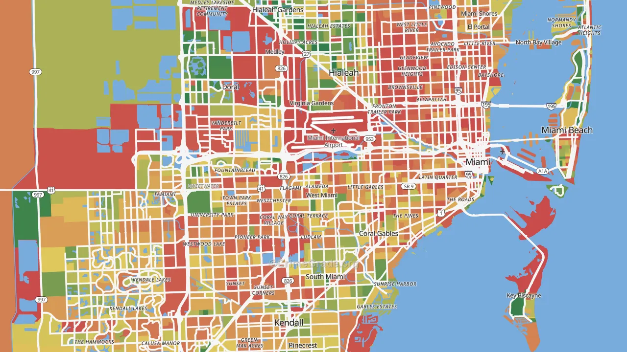 Miami-Dade County, FL Map of Theft Rates