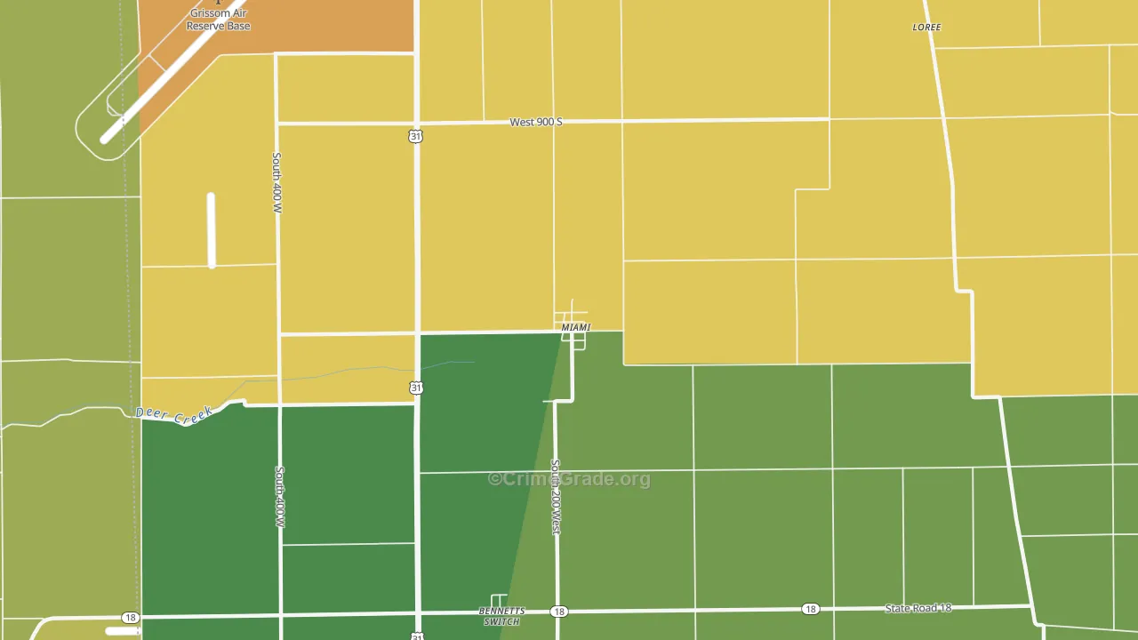 Miami, IN Map of Theft Rates