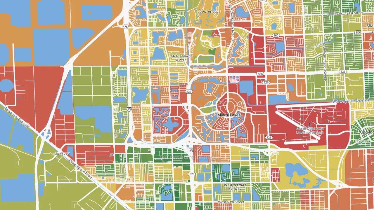 Miami Lakes, FL Map of Theft Rates