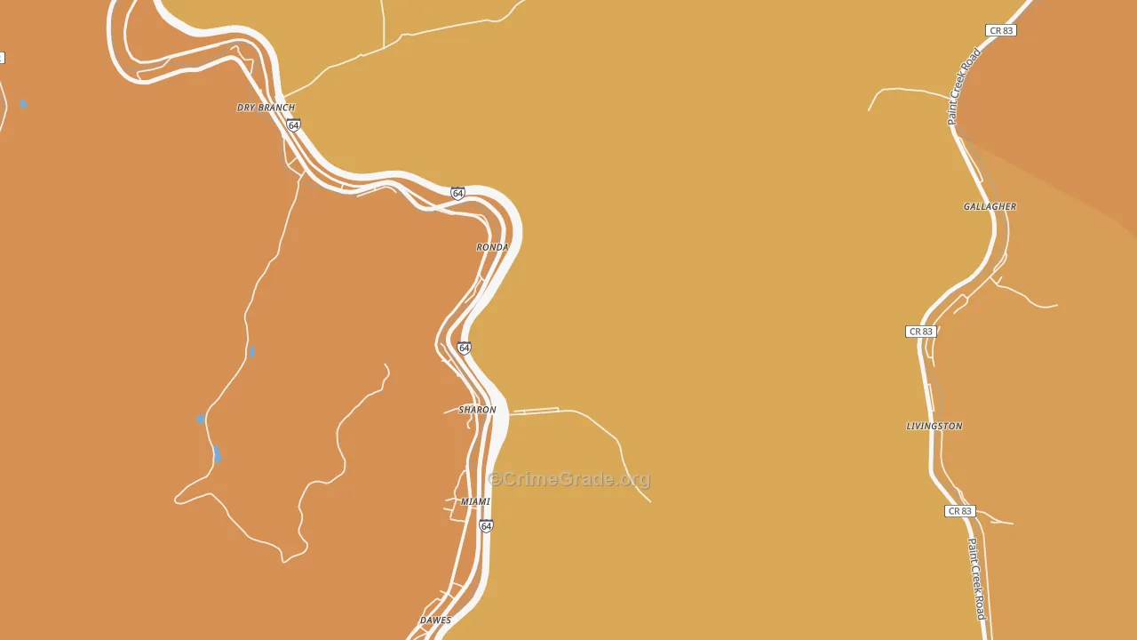 Miami, WV Map of Theft Rates