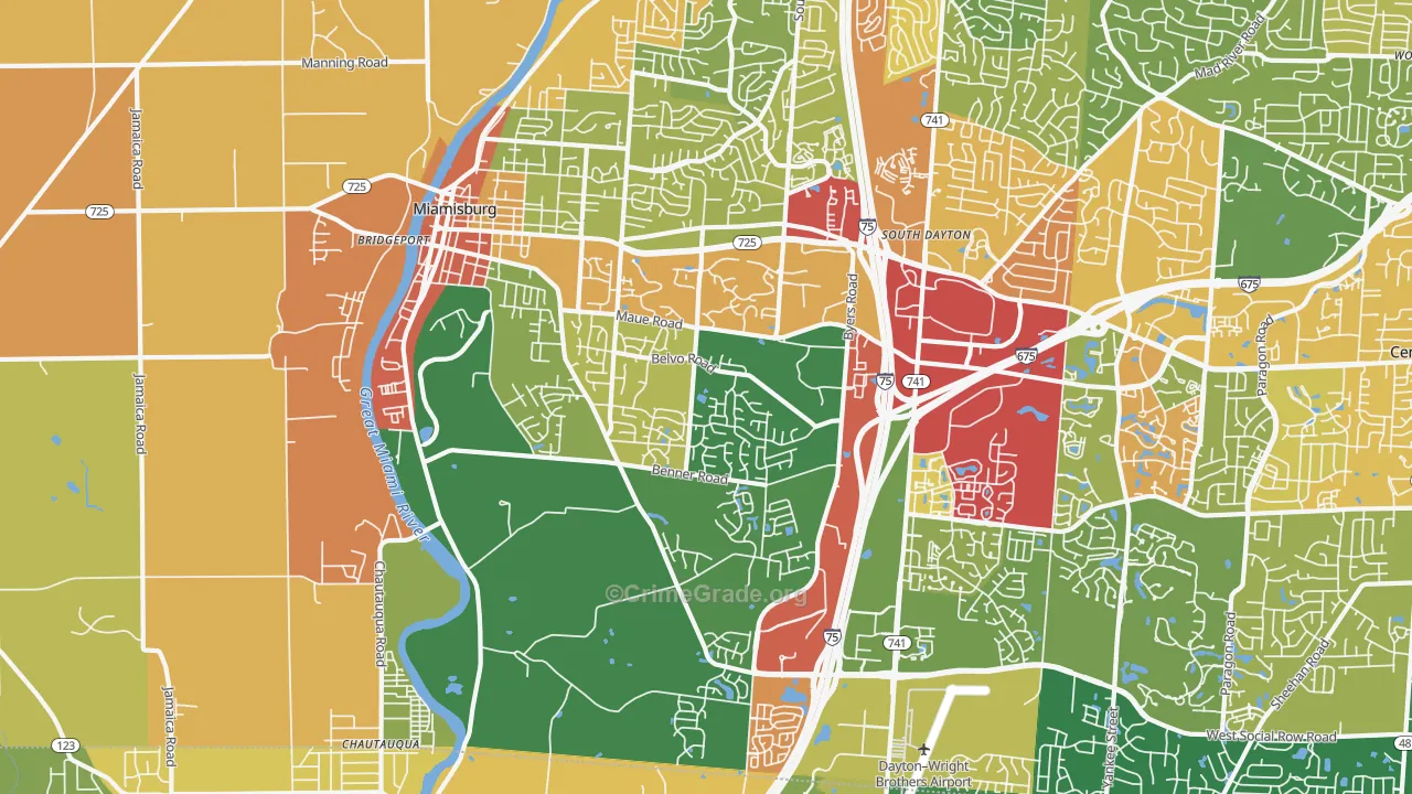 Miamisburg, OH Map of Theft Rates