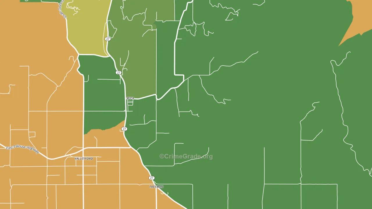 Mica, WA Map of Theft Rates