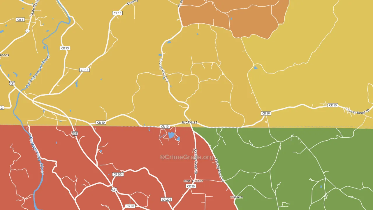 Micaville, AL Map of Theft Rates