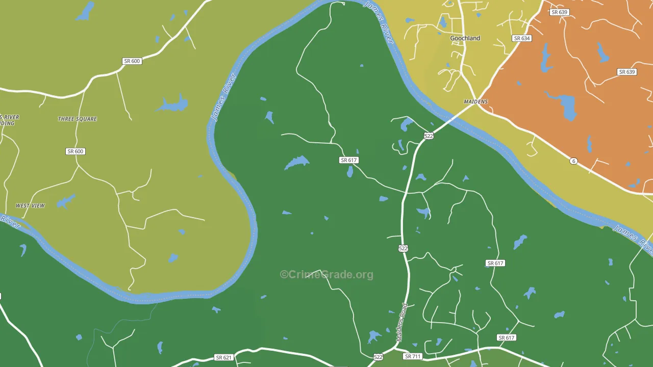 Michaux, VA Map of Theft Rates